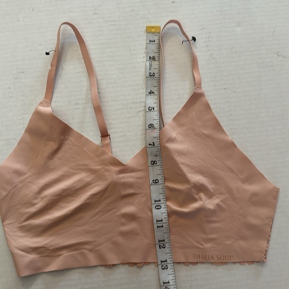 THALIA SODI Bralette Wireless Super Soft Front Lace Back Large Missing Pads Nude - Picture 12 of 12